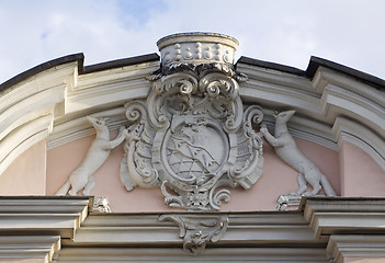 Image showing Coat of arms. Vintage detail of facade