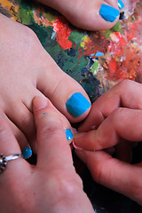 Image showing colored nails (pedicure) and color palette 