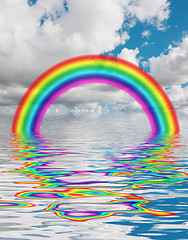 Image showing Rainbow on the Sea