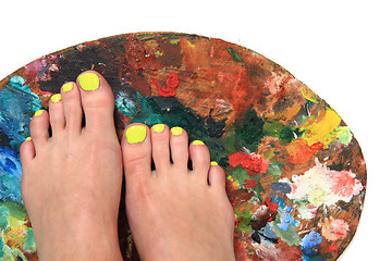 Image showing colored nails (pedicure) and color palette 