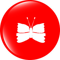 Image showing Butterfly Icon on Internet Button isolated on white