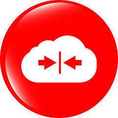 Image showing abstract cloud icon. Upload button. Load symbol. Round button