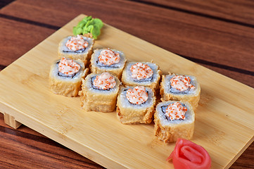 Image showing cream cheese and tobico sushi roll