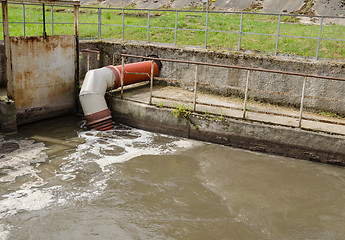 Image showing city sewage waste water and garbage flow pipe tube 