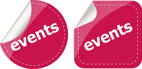 Image showing events stickers set, icon button set isolated on white