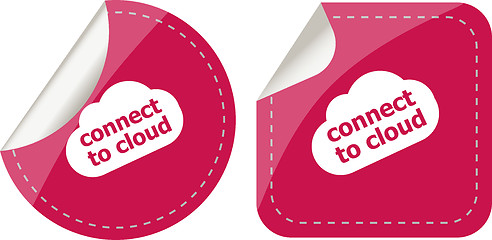 Image showing stickers label set business tag with connect to cloud word