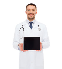 Image showing smiling male doctor with tablet pc