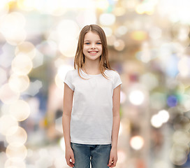 Image showing smiling little girl in white blank t-shirt