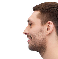 Image showing profile portrait of smiling young handsome man