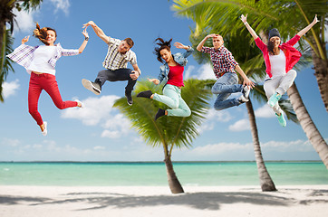 Image showing group of teenagers jumping