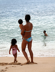 Image showing Mother on the beach