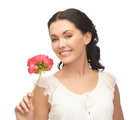 Image showing young and beautiful woman with flower