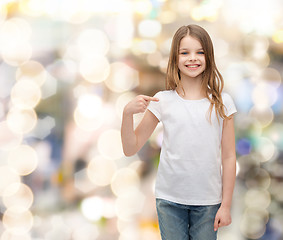 Image showing smiling little girl in blank white t-shirt