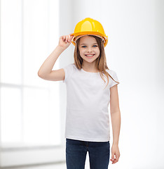 Image showing smiling little girl in protective helmet