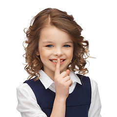 Image showing pre-teen girl showing hush gesture