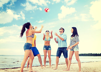 Image showing group of friends having fun on the beach