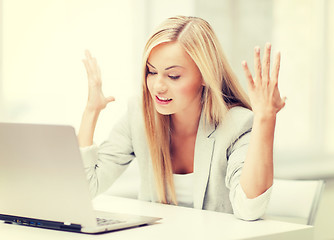 Image showing angry woman with laptop