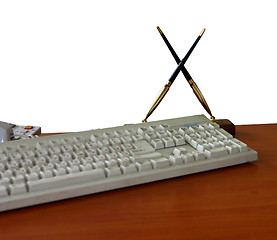 Image showing pens & keyboard