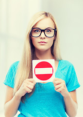 Image showing woman with no entry sign