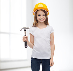 Image showing smiling little girl in protective helmet