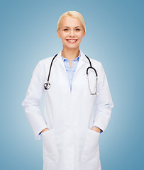 Image showing smiling female doctor with stethoscope