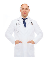 Image showing smiling male doctor with stethoscope