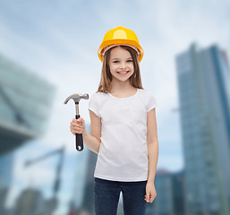 Image showing smiling little girl in protective helmet