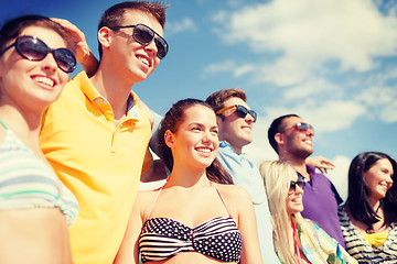 Image showing group of friends having fun on the beach