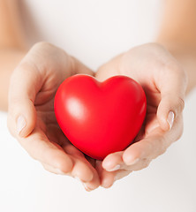 Image showing female hands with small red heart