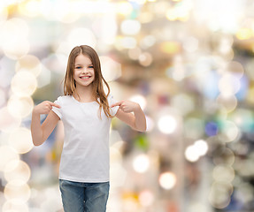 Image showing smiling little girl in blank white t-shirt