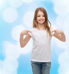 Image showing smiling little girl in blank white t-shirt