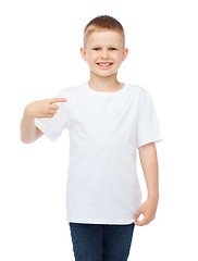 Image showing smiling little boy in blank white t-shirt