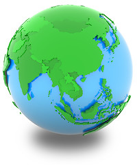 Image showing Asia on the globe