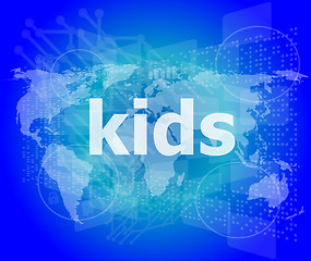 Image showing kid word on a virtual digital background, raster