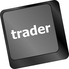 Image showing Trader keyboard representing market strategy - business concept