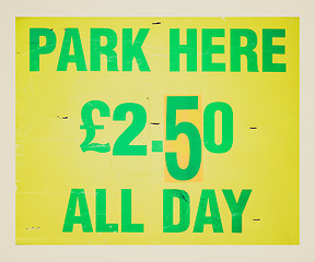 Image showing Retro look Parking sign