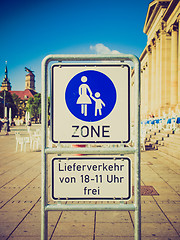 Image showing Retro look Pedestrian area sign