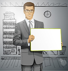 Image showing Vector Business Man with Empty Write Board