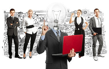 Image showing Business Team With Lamp Head