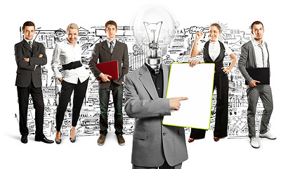 Image showing Business Team With Lamp Head