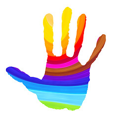 Image showing Bright color handprint on white