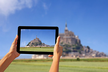 Image showing Taking pictures on a tablet