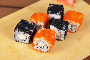 Image showing tobico sushi rolls