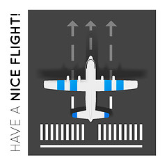 Image showing Plane on the runway at the airport. Top view