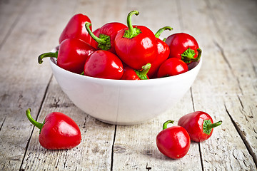 Image showing red hot peppers in bowl 