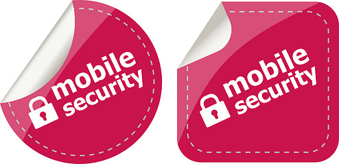 Image showing mobile security stickers label tag set isolated on white