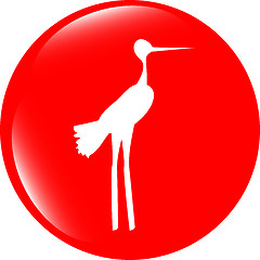 Image showing Stork on web icon button isolated on white