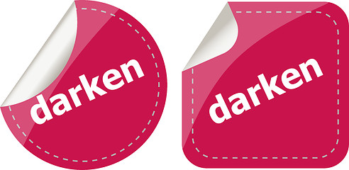Image showing darken word stickers web button set, label, icon