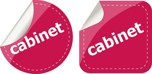 Image showing cabinet word stickers set, web icon button