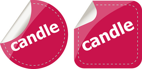 Image showing candle word stickers set, web icon button